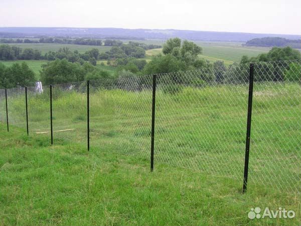 Забор из сетки рабица на лагах