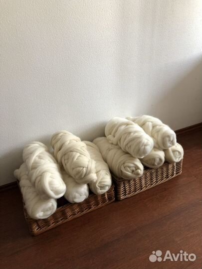 Пряжа меринос зефир, пастила, для пледов