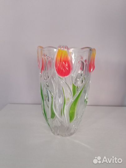 Ваза для цветов цветное стекло 20см