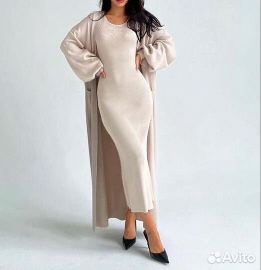 Двойка платье с кардиганом