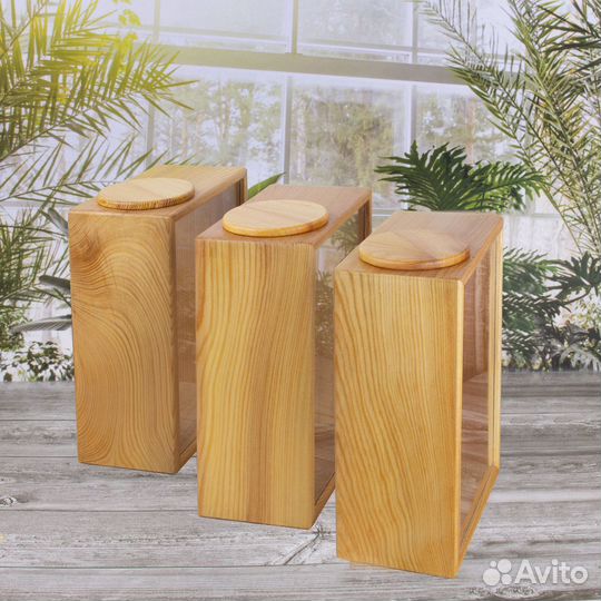 Банка для круп дерево/оргстекло