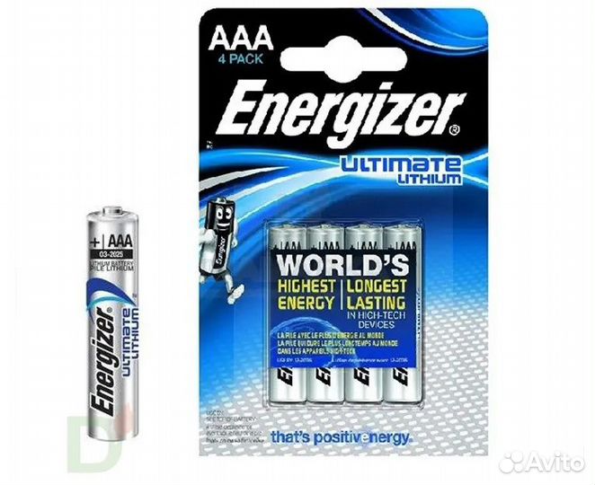 Элемент питания Energizer FR03 литиевые ааа 4 шт