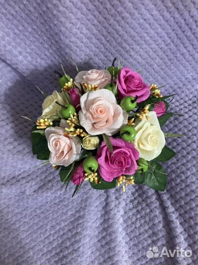 Цветочные букеты из гофрированной бумаги