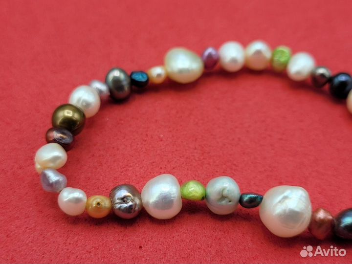Браслет Разноцветный Цветной жемчуг 5-10 мм