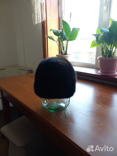 Женская норковая шапочка с ушками 56-57р