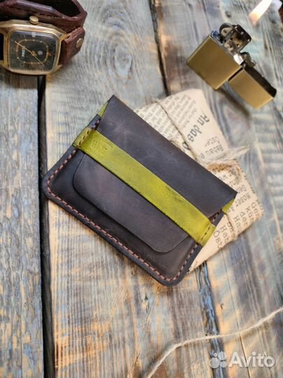 Мини кошелек -картхолдер из натуральной кожи