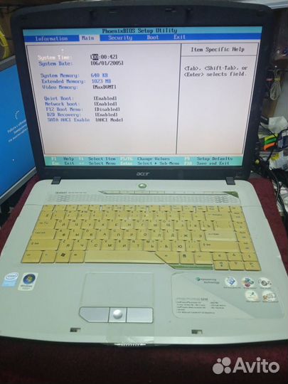 Ноутбук acer Aspire 5310 series JDW50 работает