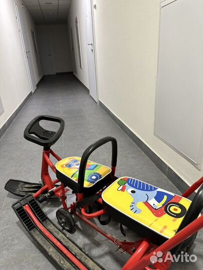 Санки двухместные с колесами