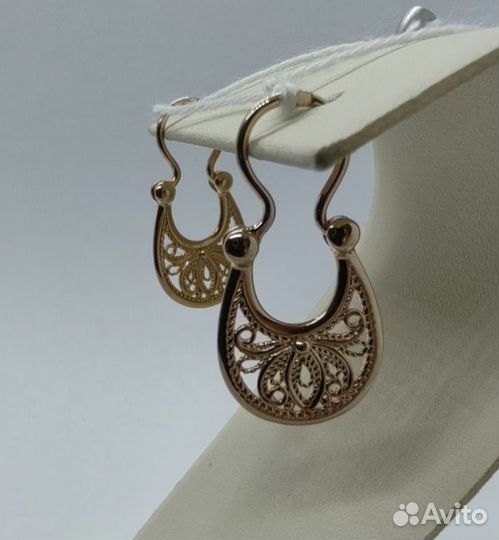 Золотые серьги 2.69гр 585 сударушки калачи скань