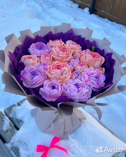 Зефирные букеты. Подарок. Цветы из зефира