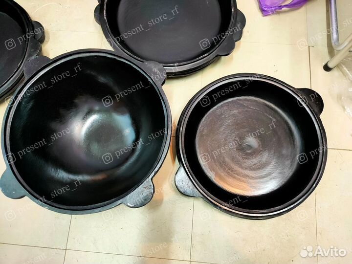 Чугунный казан 8л + крышка-сковорода 8л. С Обжигом