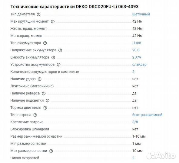 Новый шуруповерт Deko 20V 2Акб*2,0Ач Кейс 063-4093