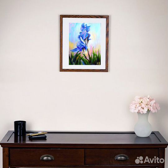 Картины Ирисы холст на картоне акрил 30 х 40 см