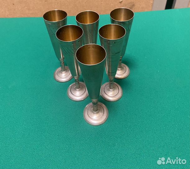 Рюмки серебро 875 пробы позолота