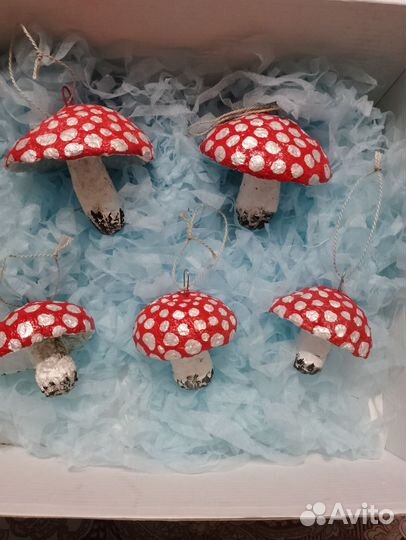 Ёлочные игрушки из ваты и папье маше 