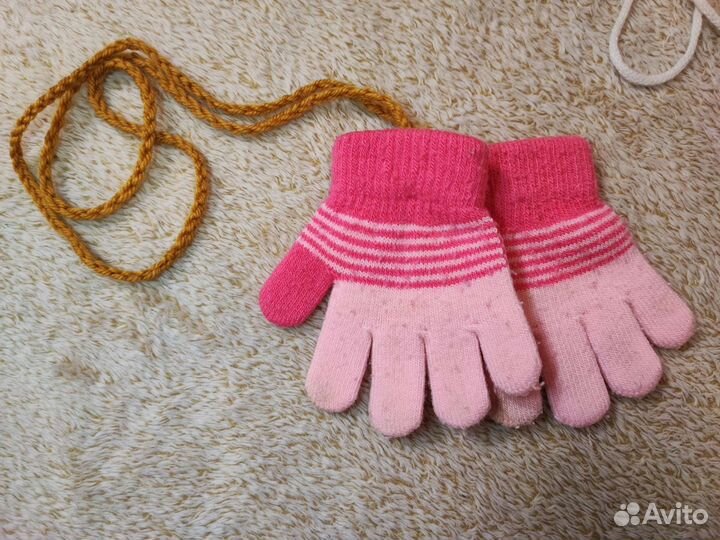 Шапка варежки перчатки для девочки 9 мес-1,5 года
