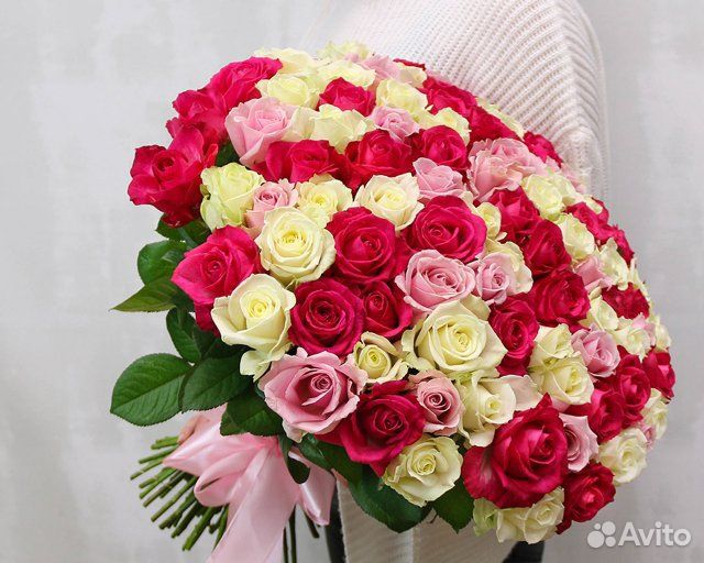 Букет из 101 розы нежный микс 40 см (Россия)