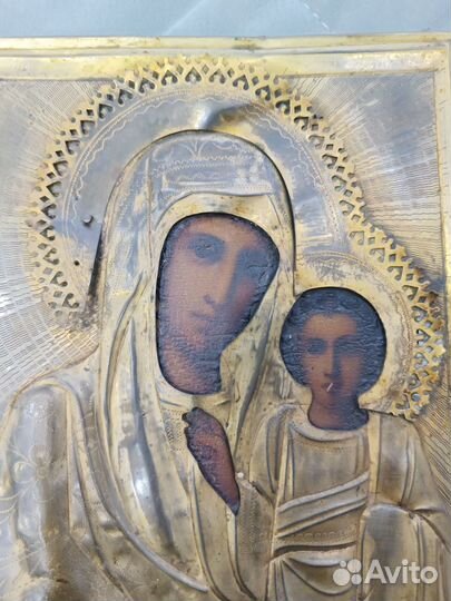 Икона старинная Казанской Божией Матери