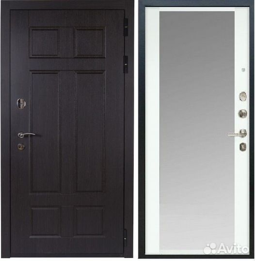 Дверь с зеркалом в белой рамке арс-9