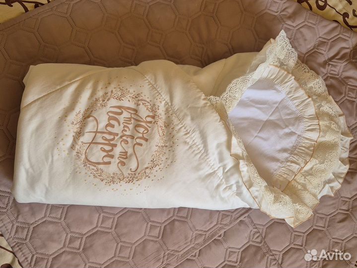 Конверт- одеяло на выписку с комбинезоном