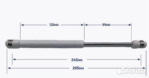 Газлифт нижнего открывания 60N grade (нагрузка 6 к