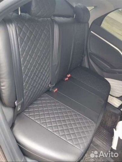 Чехлы Лада Веста экокожа ромб чёрный