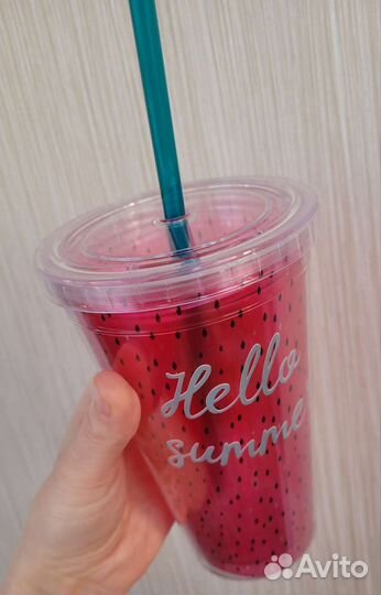 Стакан с двойным дном и трубочкой, 480 мл. Новое