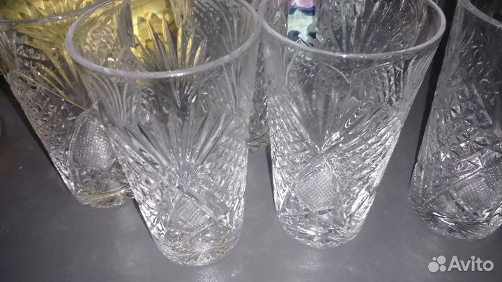 Хрустальные стаканы СССР, 8 ед., Высота - 11.5 см