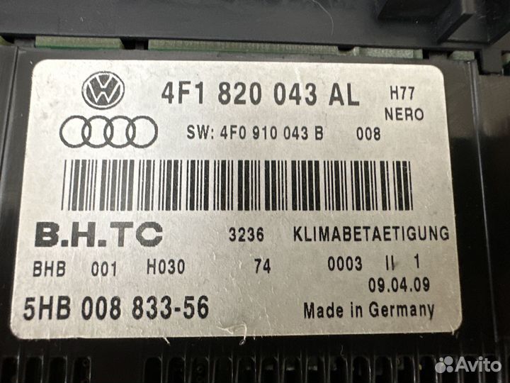 Блок управления климатом Audi A6 C6 4F1820043J