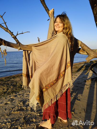 Платок палантин шерсть Гималаи новый ручная работа