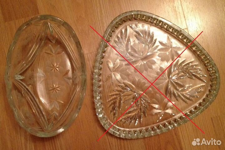 Хрустальная салатница ладья ваза СССР