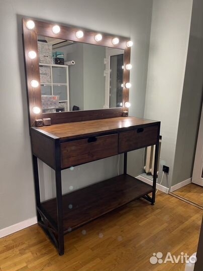 Гримерное зеркало loft из натурального дерева