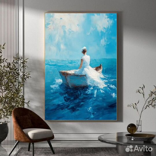 Большая картина маслом Девушка и Море подборка