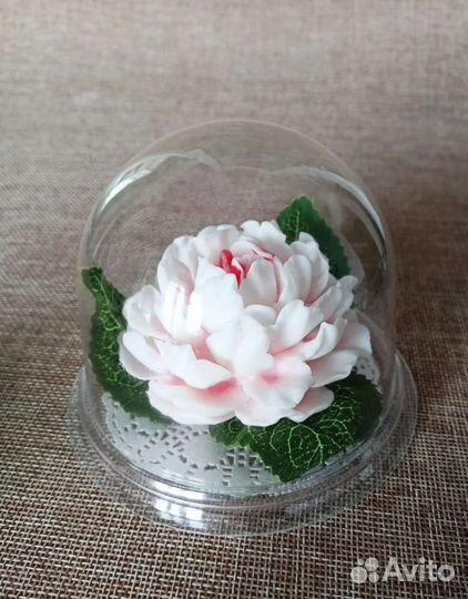 Пион, роза в куполе. Мыло ручной работы