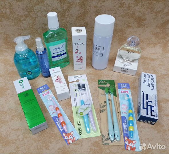 Зубная паста+ ополаскиватель+щетки и др