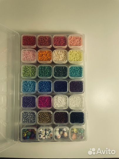 Набор бисера 24 цвета+Бусины+Леска