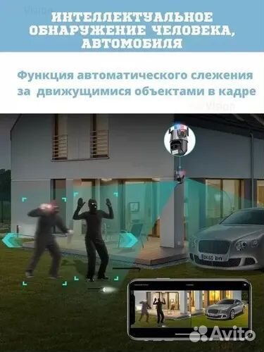 Уличная wifi камера с двумя объективами, мигалкой