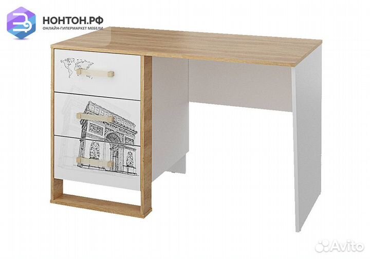 Стол компьютерный Сити бело-серый / дуб небраска