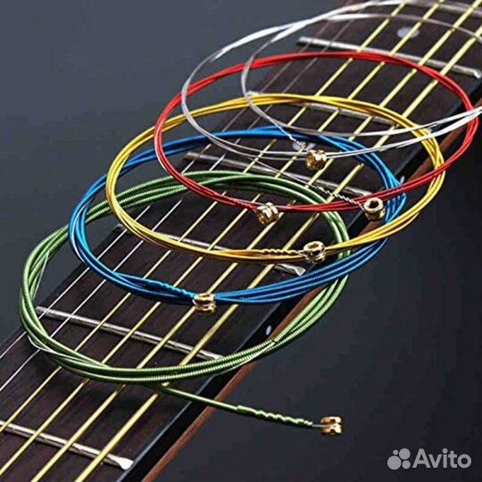 Струны для акустической гитары радужные цветные
