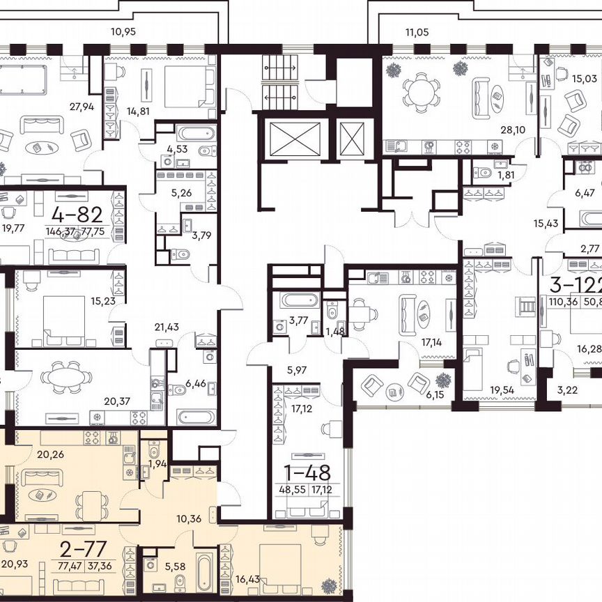 2-к. квартира, 77,5 м², 8/8 эт.