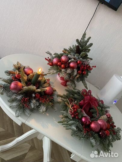 Новогодние композиции из живой ели нобилис