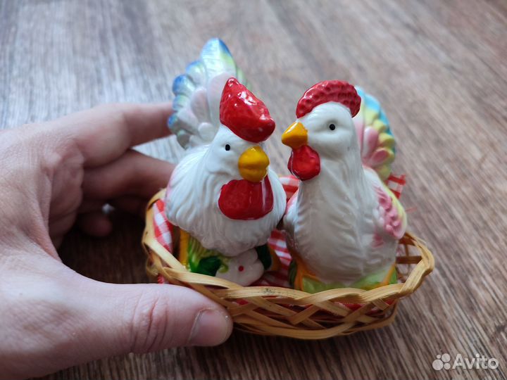 Набор для специй. Фарфор. Петух и курица