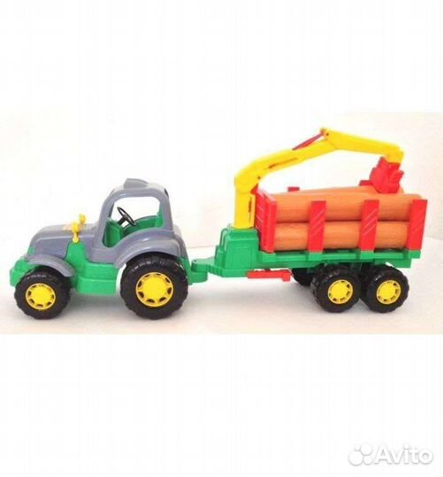 Большой трактор Полесье с прицепом и манипулятором