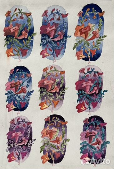 Цветочное пано с эскизами