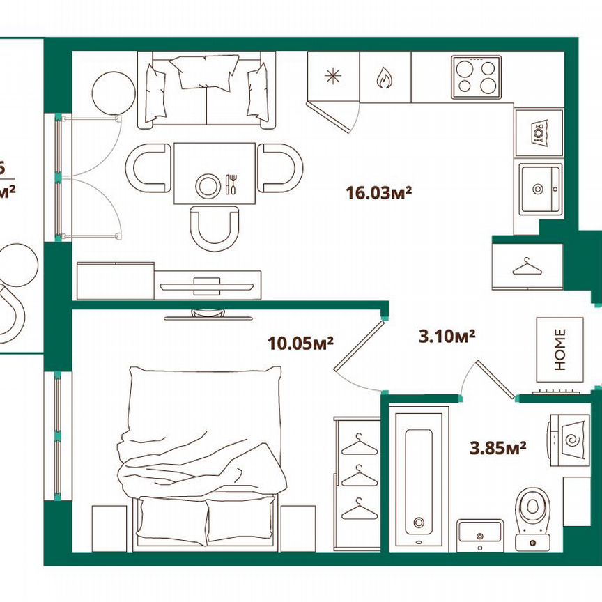 1-к. квартира, 34,3 м², 7/12 эт.