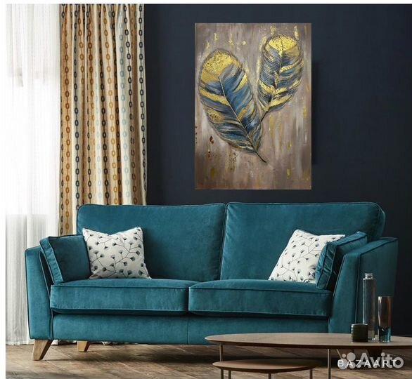 Картина «Перья» рельефная с поталью