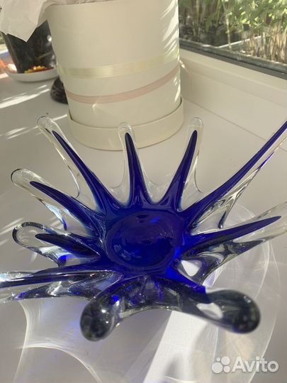 Ваза для фруктов цветное стекло