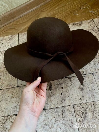 Шляпа женская дамская шоколадная фетровая