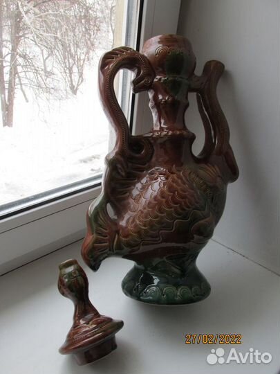 Кувшин большой заливная глина