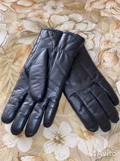 Кожаные женские зимние перчатки 8